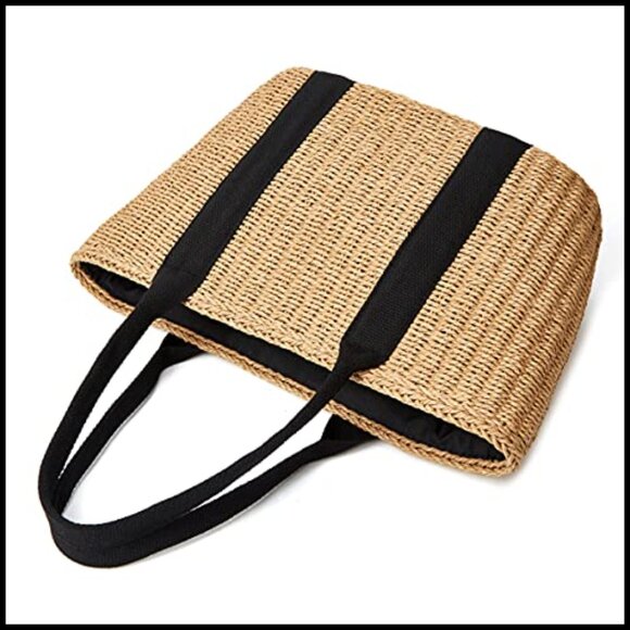 Straw Hobo Tote Bag Handmade Woven Beach Purse Casual Chic Summer - Picture 3 of 7